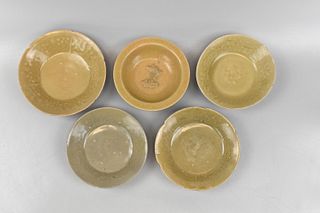 5 Chinese Celadon Glazed Dish &Washer, Song-Yuan D