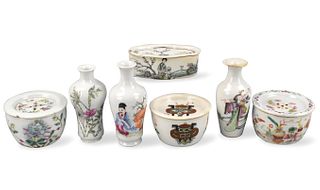 7 Chinese Famille Rose Vase & Covered Jar ,19th C.