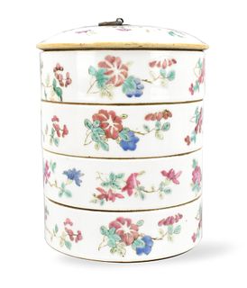 Chinese Famille Rose Covered Stack Box, 19th C .