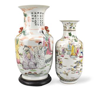 Two Chinese Famille Rose Vase w/ Figures, ROC P.