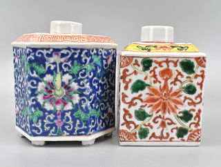 2 Chinese Famille Rose Tea Caddys, ROC Period