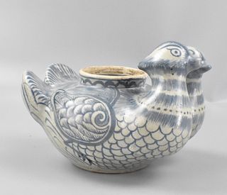 Chinese Blue & White Duck Waterpot ,Ming D.