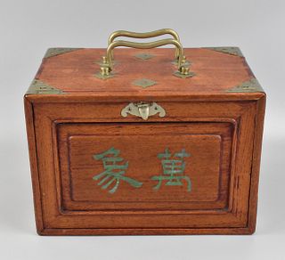 Chinese Bone Carved Mahjong & Wood Box