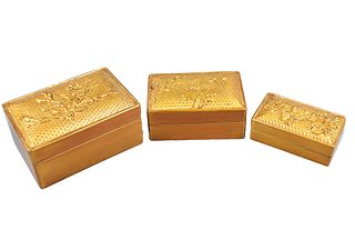 Set of Chinese Gilt Lacquered Covered Boxes