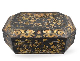 Chinese Gllt Lacquer Jewelry Box w/ Dragon,ROC P.