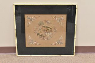 Chinese Embroidery Silk Panel w/ Foo Lions, Qing D