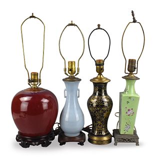 4 Chinese Lamp Vase ,19-20th C.