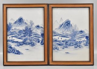 Pair Chinese Porcelain Plaque w/ Landscape,ROC P