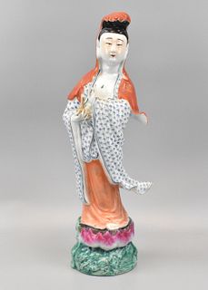 Chinese Famille Rose Porcelain Guanyin Figure, ROC