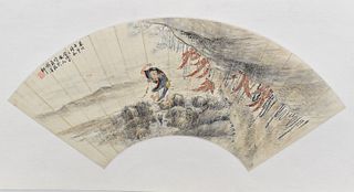 Chinese Fan Painting of "Liu Hai", Qing Dynasty
