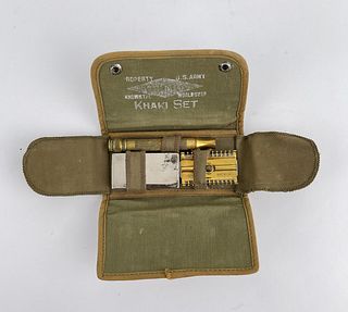 WW2 Gillette US Army Khaki Safety Razor Set