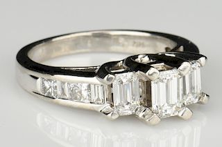 3 Stone Emerald Cut DIamond Ring