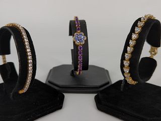 Three Gold Plated Fashion Bracelets