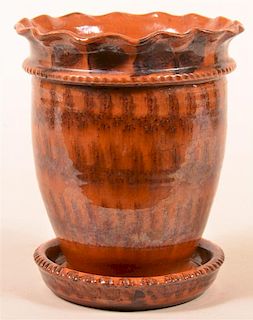 Shooner Redware Pottery Flower Pot.