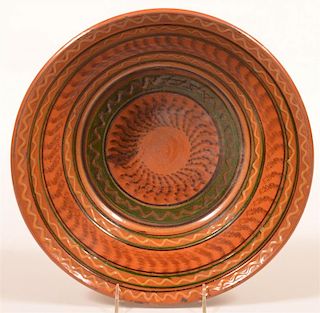 Shooner Redware Pottery Slip Decorated Bowl.