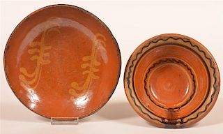 Two Pieces of Shooner Redware Pottery