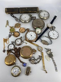 Lot of Assorted Antique - Vintage Wrist and Pocket Watches - Repair/Parts Lot