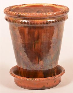 Shooner Redware Glazed Flower Pot.