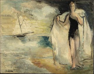 Alice Halicka, Figure on the Beach, Oil on Canvas