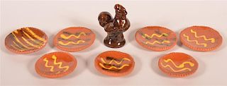 Breininger Redware Miniature Plates & Rooster