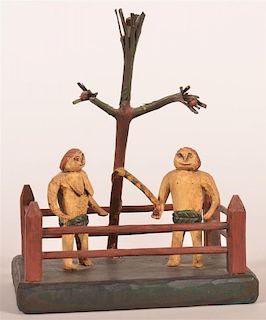 Strawser Carved and Painted Wood Adam & Eve