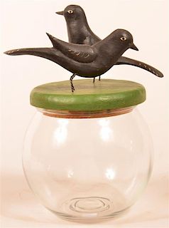 Gottshall Glass Canister with Black Birds.