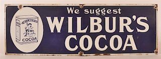 Late 19th C. Wilburs Chocolate Porcelain Sign