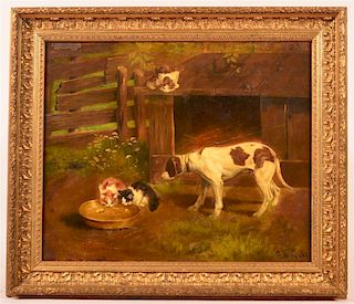 20th Century Oil on Canvas Painting of a Spaniel.