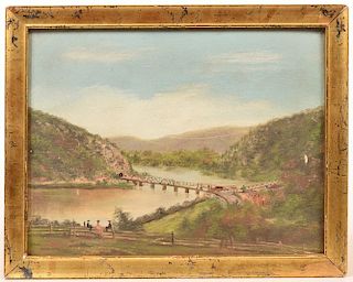 Oil on Artist Board Depicting Valley Scene.