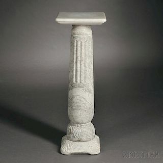 Carved Gray-veined Marble Pedestal