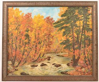 Harry M. Book Woodland Oil on Canvas Painting.