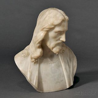 After Professor Giuseppe Bessi (Italian, 1857-1922)       Alabaster Bust of Jesus Christ