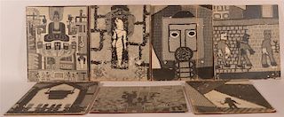 Set of Seven 1950s Abstract Expressionism Panels