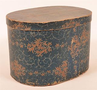 Mid 19th Century Wallpaper Covered Band Box.