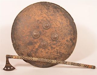Antique Afghani Cheifton Battle Axe and Shield.