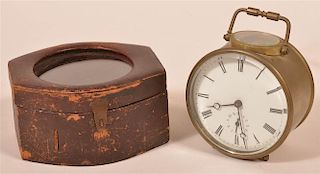Unsigned 19th Century Brass Alarm Clock.