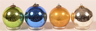 4 Antique  Blown Glass Ball Form German Kugels.