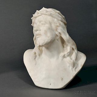 After Professor Giuseppe Bessi (Italian, 1857-1922)       Alabaster Bust of Jesus Christ