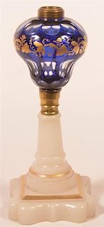 Early 19th century Cobalt Cut to Clear Font Lamp.