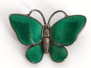 Sterling and Enamel Butterfly Pin
