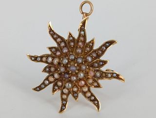 Antique 14kt Gold Starburst Pin