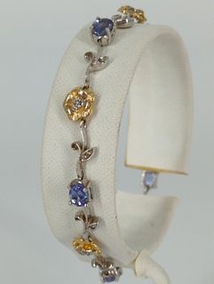 Gold, Tanzanite, and Diamond Gemstone Bracelet