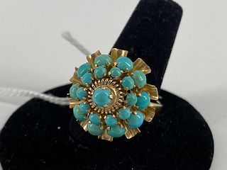 Darling Vintage 14kt Yellow Gold & Semi-Precious Stone Cocktail Ring