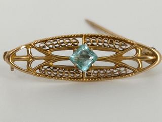 Small Victorian Gold and Crystal Pin