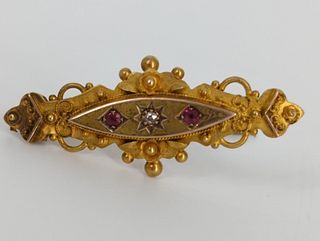 Victorian 15kt Gold and Gemstone Pin