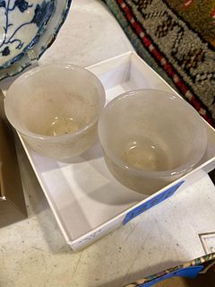 Two White Jade Stone Cups