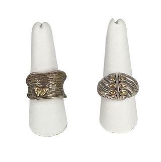Two Sterling Rings with 14kt Gold Accents