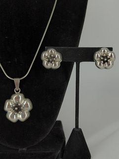Sterling Silver Flower Jewelry Set