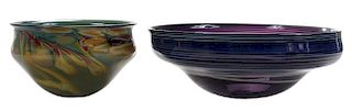 Two Dick Huss Glass Bowls