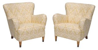 Pair Mid-Century Modern Upholstered